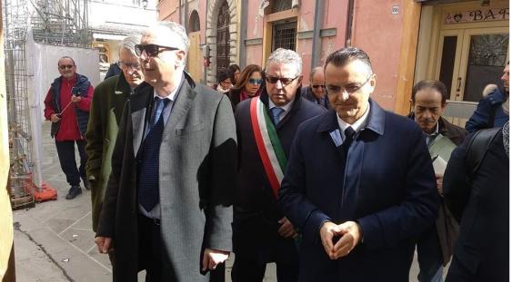 Norcia: il commissario Legnini con il coordinatore dell'USR Umbria Nodessi, il dirigente Battoni e il sindaco Alemanno